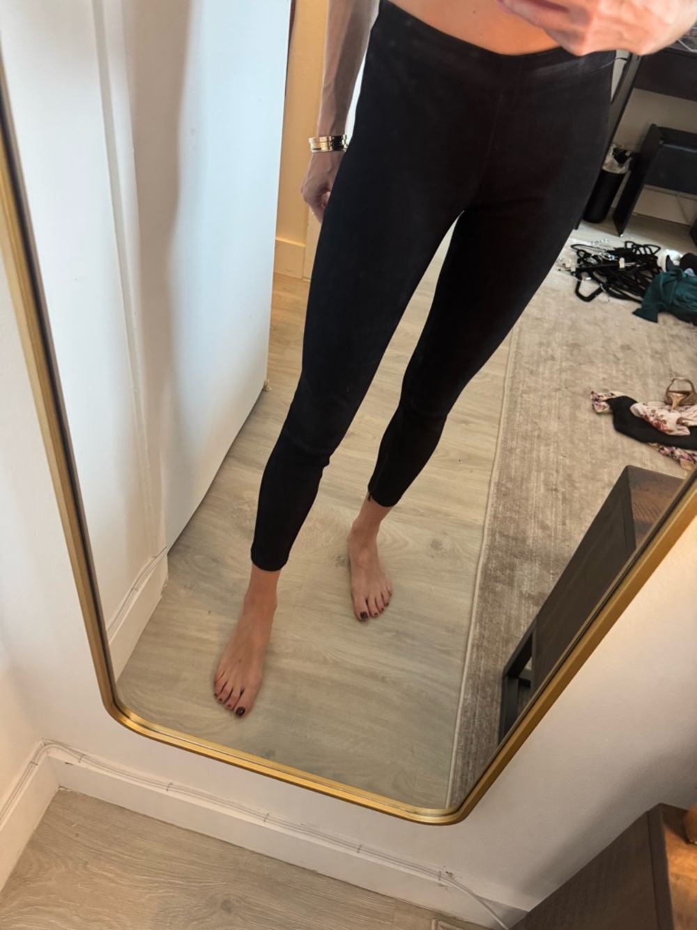 Vince Black XS Stretch Suede Leggings - Picture 1 of 3